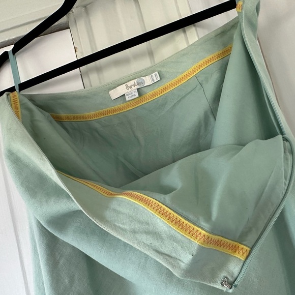 RARELY WORN BODEN 100% LINEN MAXI SKIRT FULLY LINED BLUE W/ VELVET STRIPES Sz 8 - Picture 7 of 8